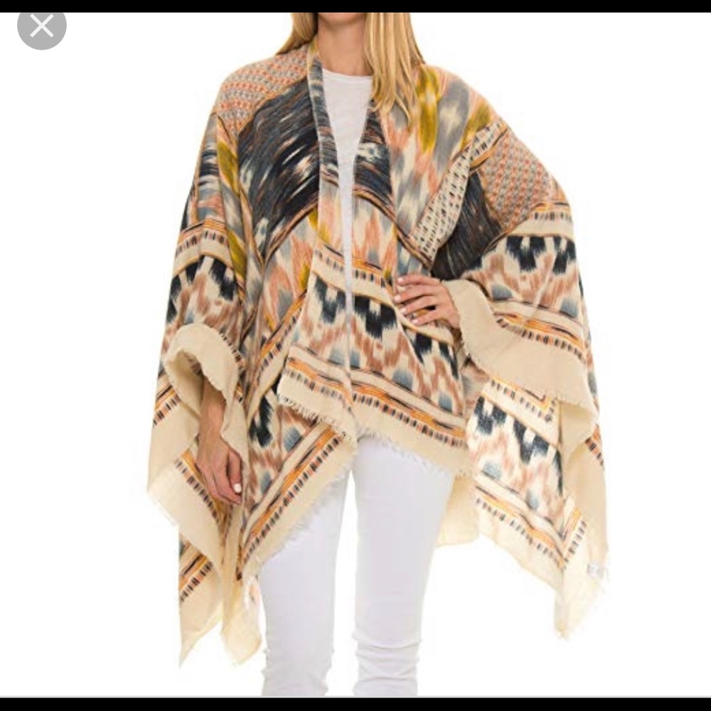 Woven heart poncho